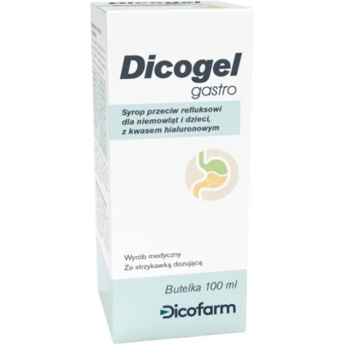 Dicogel Gastro, syrop 100ml - Wskazany w leczeniu refluksu żołądkowo- przełykowego u niemowląt i dzieci