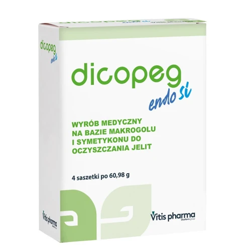 Dicopeg Endo Si Proszek, 4 saszetki - Wyrób medyczny do oczyszczania jelit przed badaniami diagnostycznymi