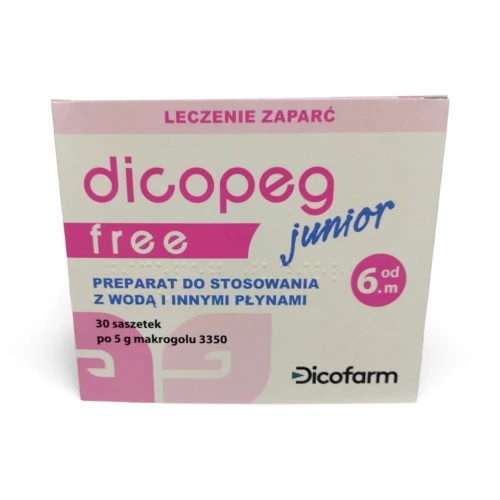 Dicopeg Junior Free, 30 saszetek - Regulują pracę jelit, zalecane w leczeniu przewlekłych zaparć u dzieci