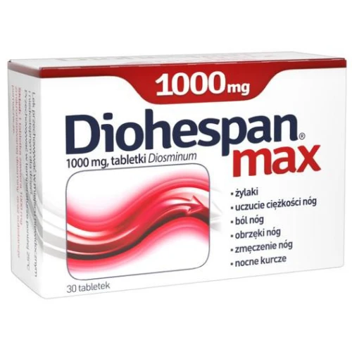 Diohespan max tabletki, 30 tabletek - Lek, który zwiększa napięcie naczyń żylnych oraz działa ochronnie na naczynia