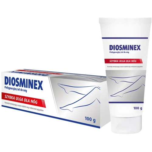 Diosminex szybka ulga dla nóg, żel, 100g - Preparat na pajączki i obrzęki