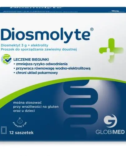 Diosmolyte, 12 saszetek - Chroni układ pokarmowy, przywraca równowagę wodno-elektrolitową
