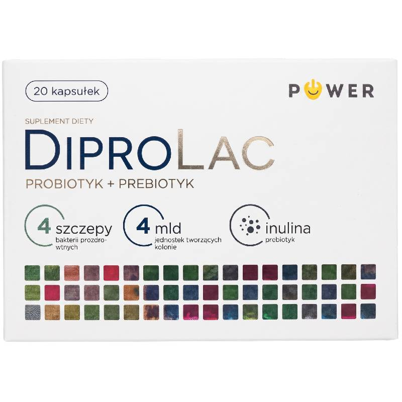 DiproLac, 20 kapsułek - Probiotyk z dużą ilością szczepów bakterii stosowany po antybiotykoterapii 