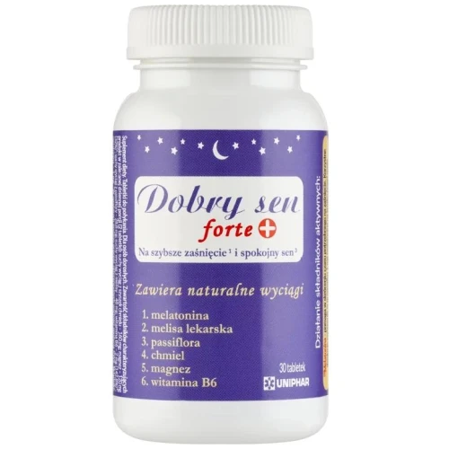Dobry sen forte, 30 tabletek - Preparat ułatwiający zasypianie z melisą i passiflorą 