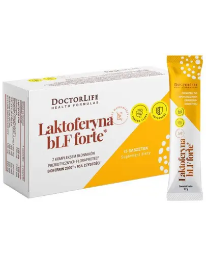 Doctor Life Laktoferyna bLF forte, 15 saszetek - Z laktoferyną, kolostrum i kompleksem FloraProtect