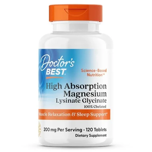 Doctor's Best High Absorption Magnesium 200 mg, 120 tabletek - Dla wsparcia prawidłowego poziomu magnezu w organizmie