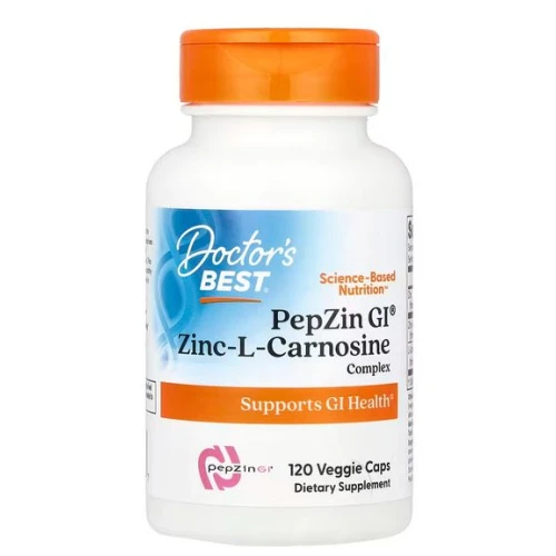 Doctor's Best PepZin GI, 120 kapsułek - Kompleks cynku i L-karnozyny wspierający układ pokarmowy i odporność