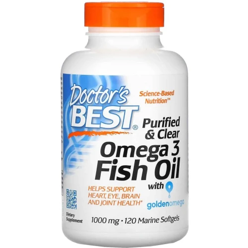 Doctor's Best Purified & Clear Omega 3 Fish Oil 1000 mg, 120 kapsułek - Oczyszczony olej rybi dla wsparcia organizmu