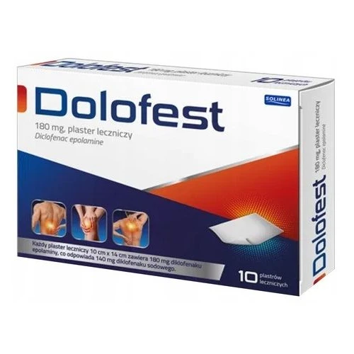 Dolofest 180 mg, 10 plastrów - Plaster przeciwbólowy i przeciwzapalny do stosowania miejscowego