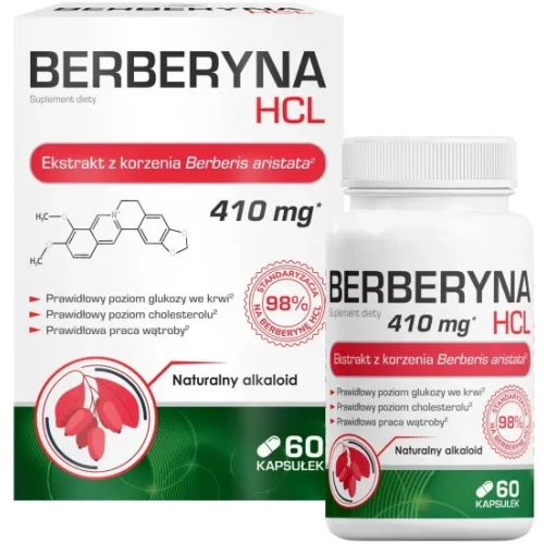 Domowa Apteczka Berberyna HCL, 60 kapsułek - 410 mg ekstraktu z z korzenia berberysu w 1 kapsułce