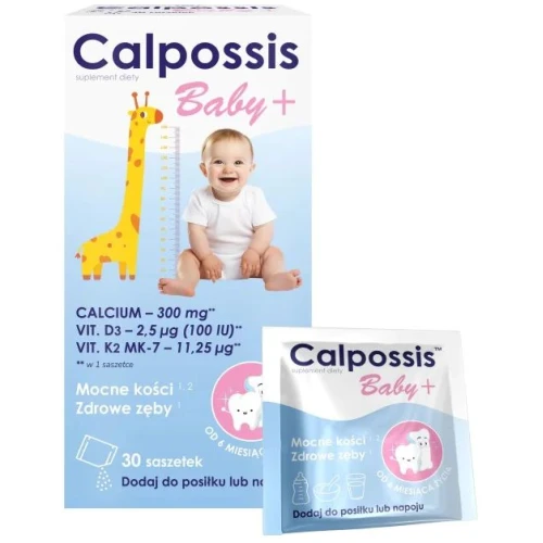 Domowa Apteczka Calpossis Baby+, 30 saszetek - Kompozycja składników wspierających zdrowy rozwój kości