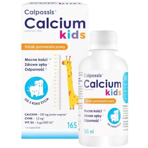 Domowa Apteczka Calpossis Calcium Kids Płyn, 165 ml - Na zdrowe zęby, mocne kości i odporność