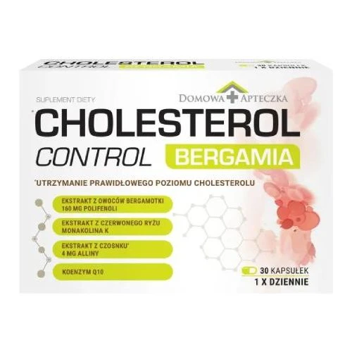Domowa Apteczka Cholesterol Control Bergamia, 30 kapsułek - Kompozycja składników wspierających gospodarkę lipidową