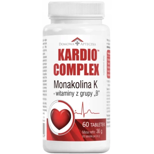 Domowa Apteczka Kardio Complex, 60 tabletek - Monakolina K i witaminy wspierają prawidłowy poziom cholesterolu i pracę serca
