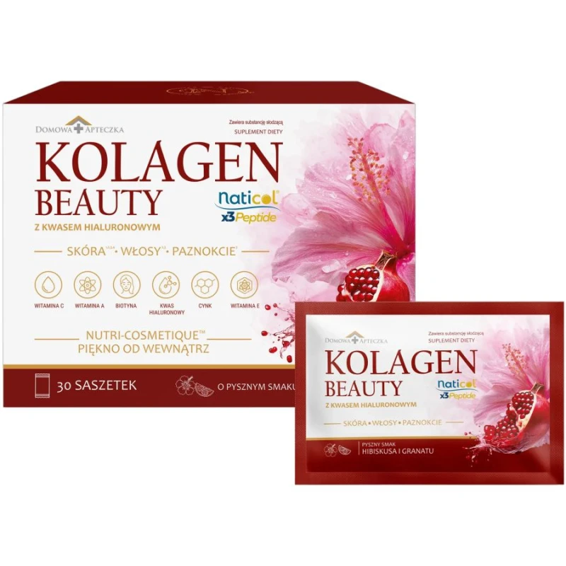 Domowa Apteczka Kolagen Beauty, 30 saszetek - Kolagen rybi z witaminami i kwasem hialuronowym
