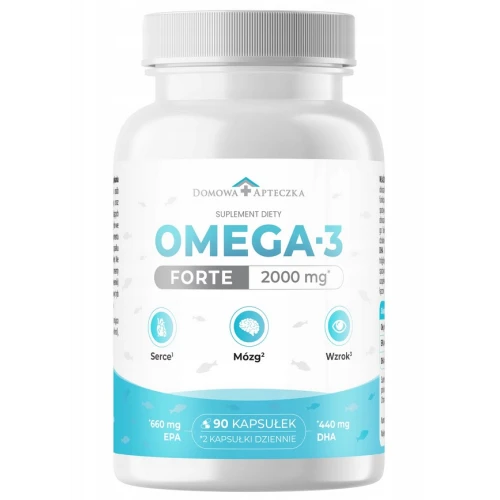 Domowa Apteczka Omega 3 Forte, 90 kapsułek - Z wysokiej jakości olejem rybim, bogaty w EPA i DHA
