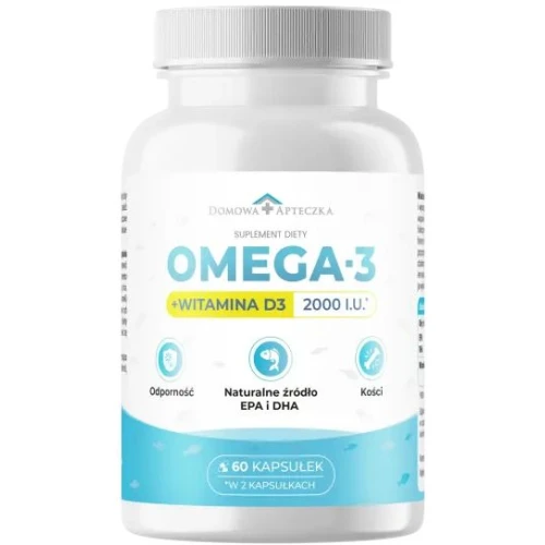 Domowa Apteczka Omega-3 + Witamina D, 60 kapsułek - Z EPA, DHA i 2000 IU witaminy D