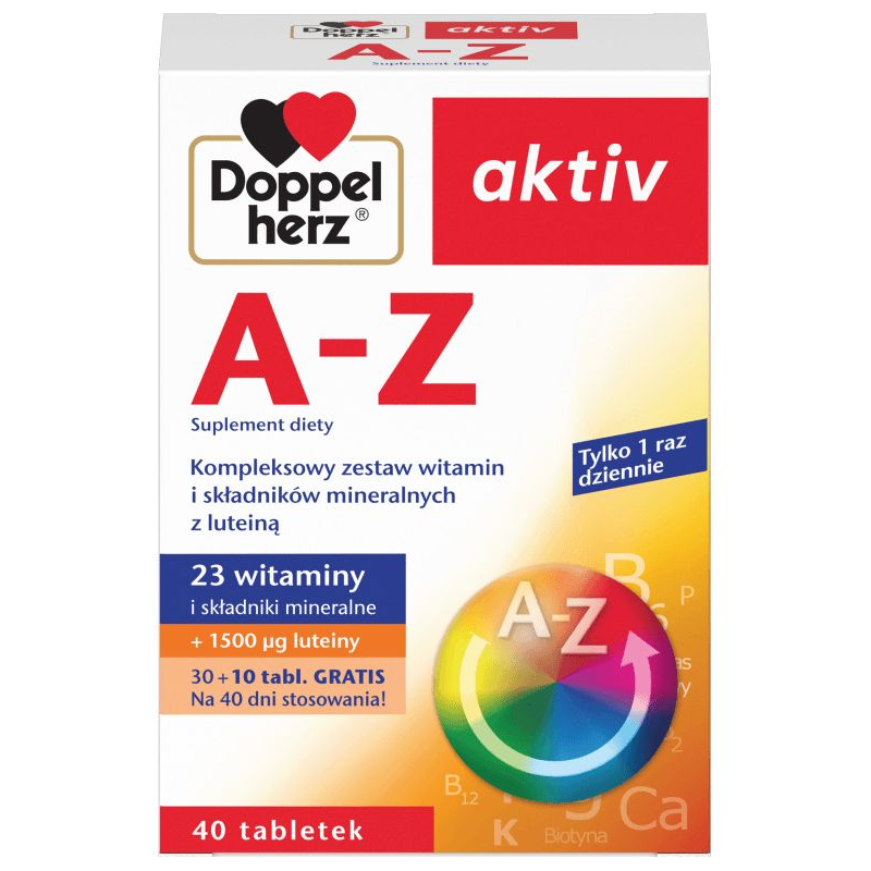 Doppelherz Aktiv A-Z, 40 tabletek - Kompleks witamin z luteiną