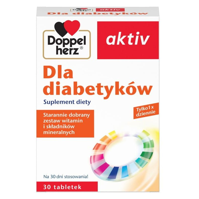 Doppelherz Aktiv Dla diabetyków, 30 tabletek  - Zestaw witamin i minerałów na uzupełnienie diety cukrzycowej