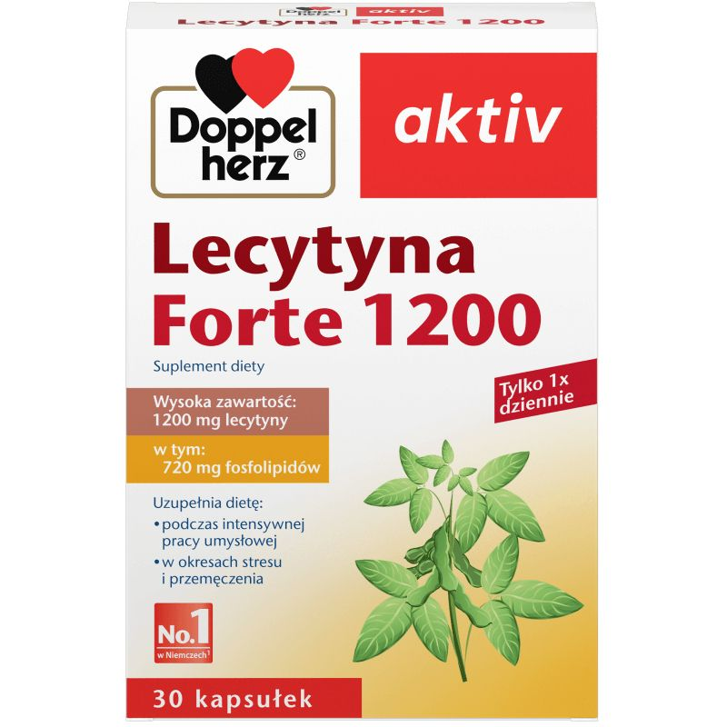 Doppelherz Aktiv Lecytyna Forte 1200, 30 kapsułek - Suplement diety z wysoką zawartością lecytyny sojowej