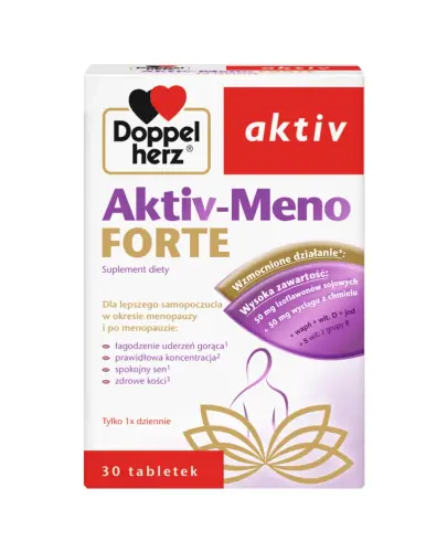 Doppelherz Aktiv Meno Forte, 30 tabletek  - Z izoflawonami sojowymi wapniem, jodem i witaminami