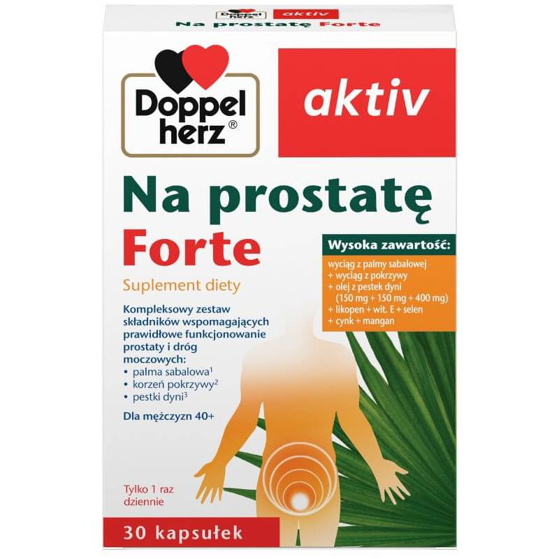 Doppelherz Aktiv Na prostatę Forte, 30 kapsułek - Z palmą sabałową dla mężczyzn po 40. roku życia