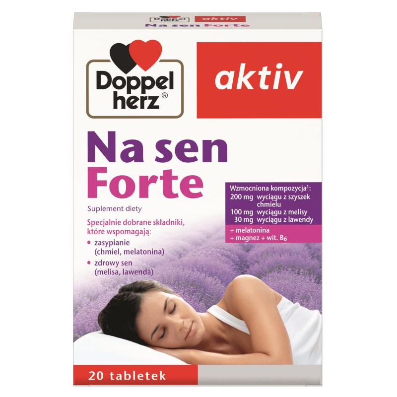 Doppelherz Aktiv Na sen Forte, 20 tabletek - Suplement diety z melatoniną i ziołami