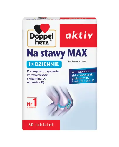 Doppelherz Aktiv Na stawy Max, 30 tabletek - Tabletki z  chlorowodorkiem glukozaminy i witaminami