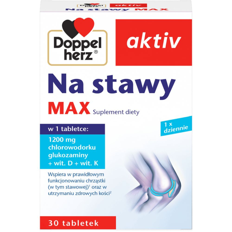 Doppelherz Aktiv Na stawy Max, 30 tabletek - Tabletki z  chlorowodorkiem glukozaminy i witaminami