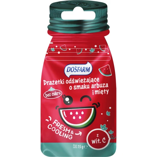 Dosfarm Drażetki odświeżające, arbuz i mięta, 15 g - Orzeźwiają i odświeżają oddech
