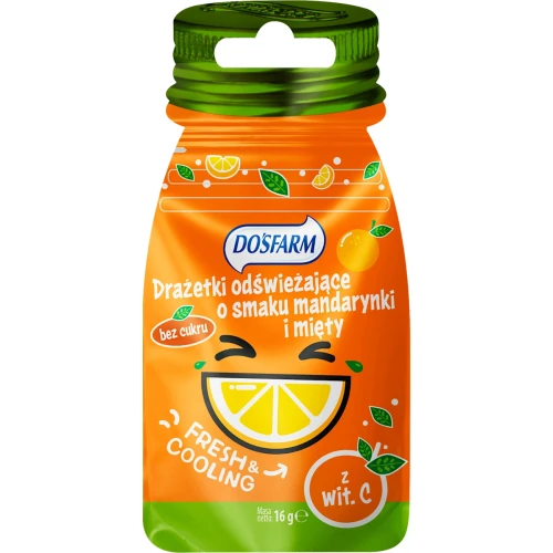 Dosfarm Drażetki odświeżające, mandarynka i mięta, 15 g