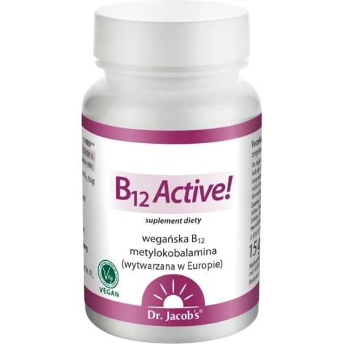 Dr. Jacob's Witamina B12 Active, 60 tabletek  podjęzykowych - Wsparcie układu nerwowego, funkcji psychologicznych oraz odporności