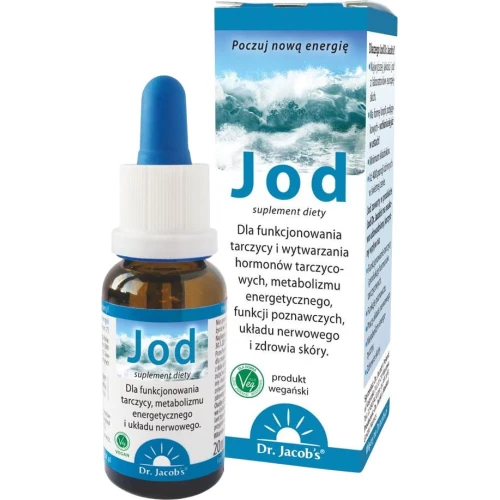 Dr. Jacob's Jod, krople 20 ml - Jod wspiera pracę tarczycy, pamięć, zdolność uczenia się i koncentrację