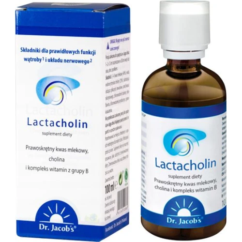 Dr. Jacob's Lactacholin, bez cukru, krople 100 ml - Wsparcie wątroby'– kwas mlekowy z kompleksem choliny i witamin B