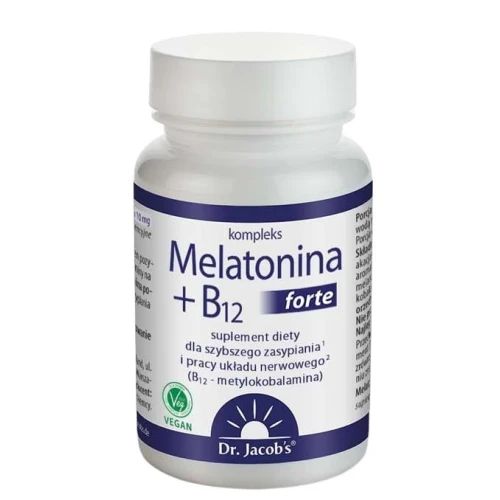 Dr. Jacob's Melatonina + B12 forte, 90 tabletek - Dla wsparcia układu nerwowego i zdrowego snu