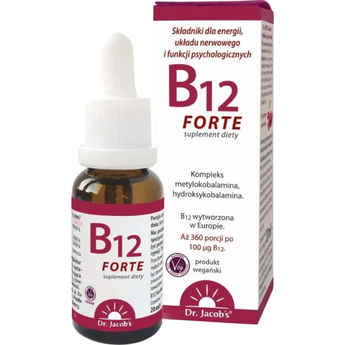 Dr. Jacob's Witamina B12 Forte, krople 20 ml - Wsparcie  odporności i  funkcji układu nerwowego 