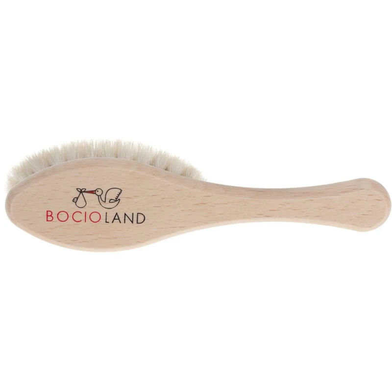 Bocioland Drewniana szczotka do włosów - Kozina elipsa, 1 sztuka - Z naturalnego włosia dla niemowląt