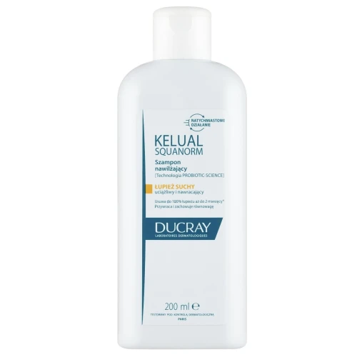 Ducray Kelual Squanorm Szampon nawilżający, 200 ml - Na łupież suchy uciążliwy i nawracający