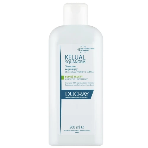 Ducray Kelual Squanorm Szampon regulujący, 200 ml - Na łupież tłusty uporczywy i nawracający