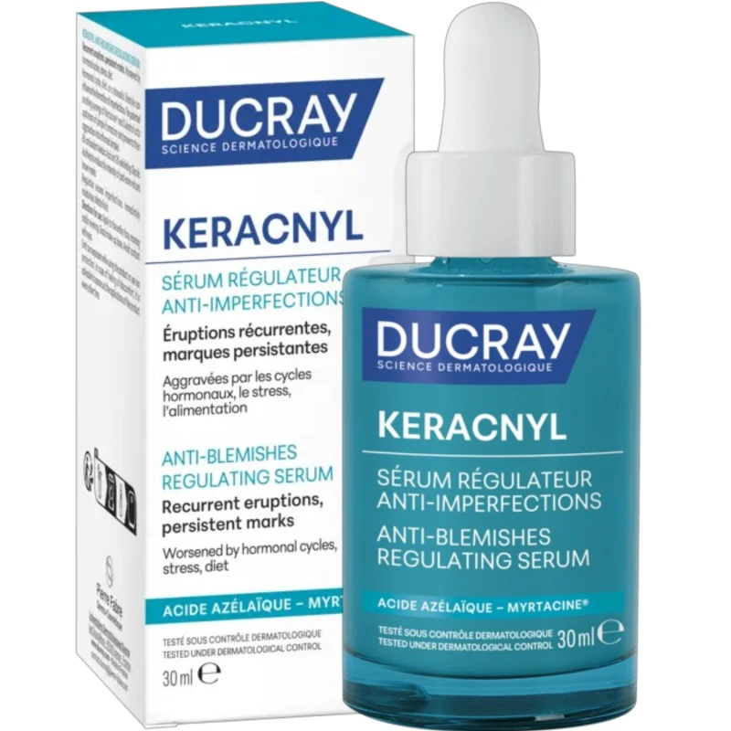 Ducray Keracnyl, serum regulujące przeciw niedoskonałościom, 30 ml - Pomaga regulować nasilenie zmian trądzikowych