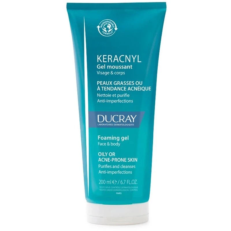 Ducray Keracnyl Żel pieniący, 200 ml - Skuteczna pielęgnacja skóry trądzikowej o delikatnej formule
