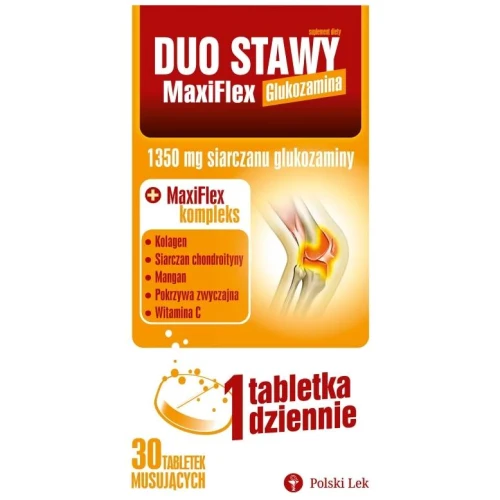 Duo Stawy MaxiFlex, 30 tabletek musujących - Z siarczanem glukozaminy, chondroityny i kolagenem 