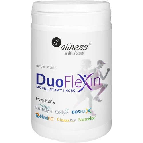 Aliness Duoflexin® Mocne Stawy i Kości Proszek, 200 g - Kolagen typu I i II, witamina C, kwas hialuronowy i ekstrakty roślinne