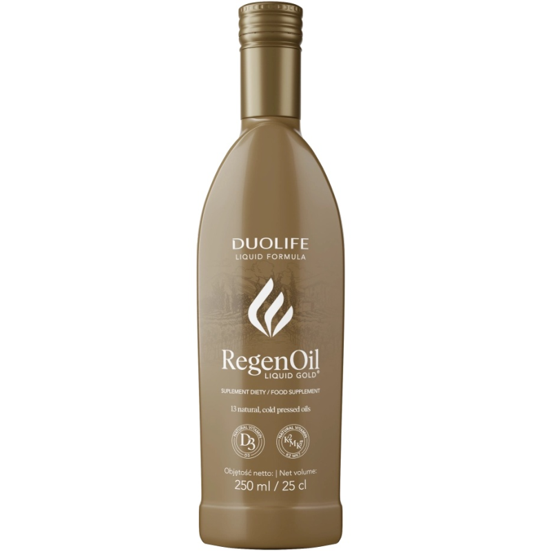 DuoLife RegenOil Liquid Gold, 250 ml - Z olejami tłoczonymi na zimno, witaminą D3, K2 MK7 i witaminą E