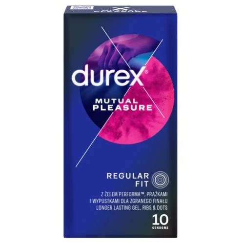 Durex Mutual Pleasure Prezerwatywy, 10 sztuk - Przezroczyste, pokryte prążkami i wypustkami