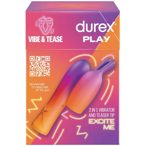 Durex Play 2w1 Wibrator + końcówka stymulująca, 1 sztuka - Gadżet erotyczny dla kobiet