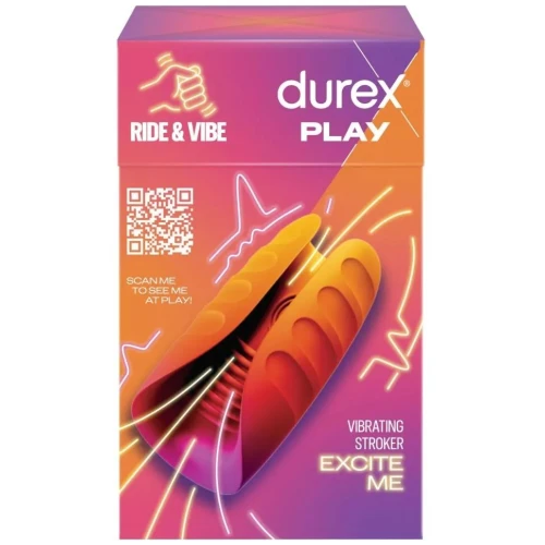 Durex Play Wibrujący masturbator Ride & Vibe, 1 sztuka - Z 7 trybami wibracji i 3 trybami lizania