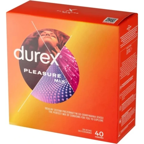 Durex Pleasure Mix Prezerwatywy, 40 sztuk - 2 rodzaje prezerwatyw w 1 opakowaniu 