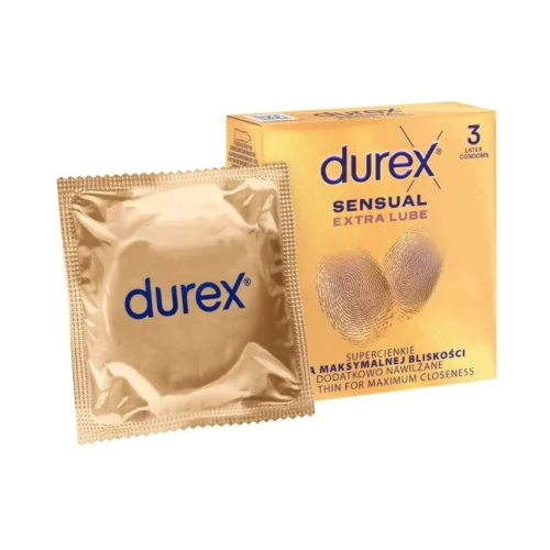 Durex Sensual Extra Lube, 3 sztuki - Najcieńsze prezerwatywy z większą ilością lubrykantu