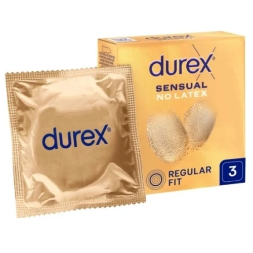Durex Sensual No Latex Prezerwatywy nielateksowe, 3 sztuki - Ultracienkie, gwarancja naturalnych doznań